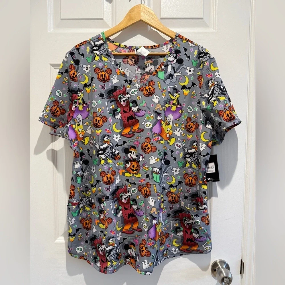 NWT Disney Mickey Mouse Halloween Scrub Top XXXL - Picture 2 of 5